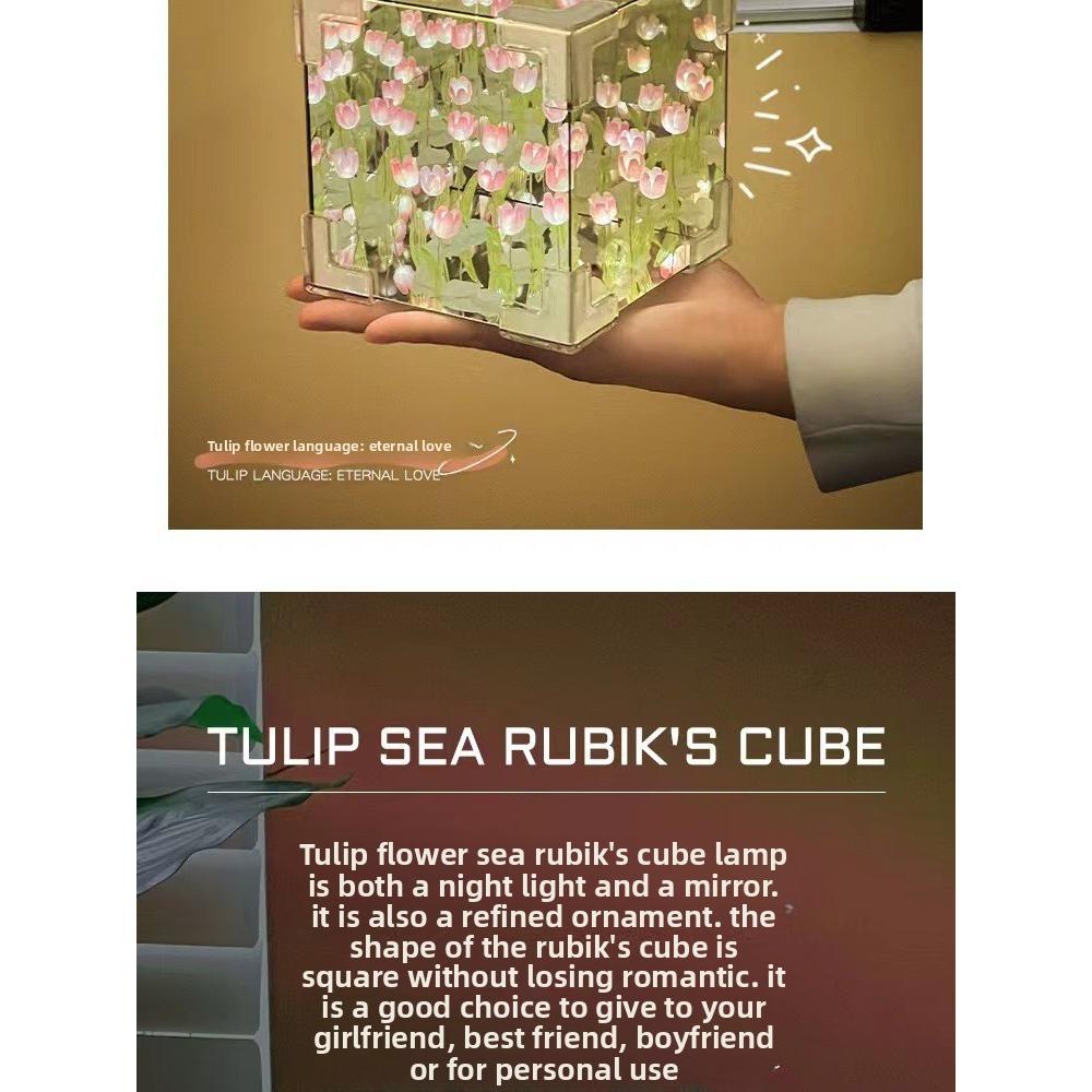 Tulip Night Light Girl Gift for Girlfriend DIY Material Handmade Flower Sea