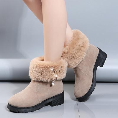 Chunky Boots Women Winter Shoes Elegant Comfortable Furry Warm Snow Boots Woman Fashion Cotton Shoes
