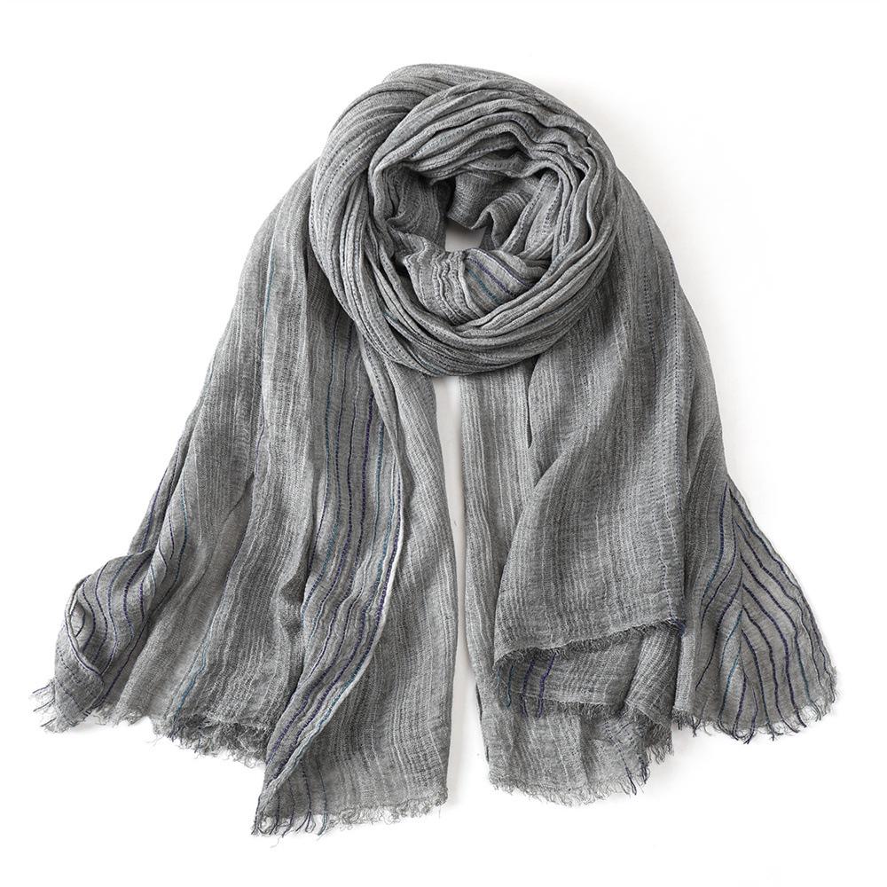 Chic Retro Tie-Dye Cotton-Linen Scarf: Unisex Warm Neck Warmer for Autumn/Winter
