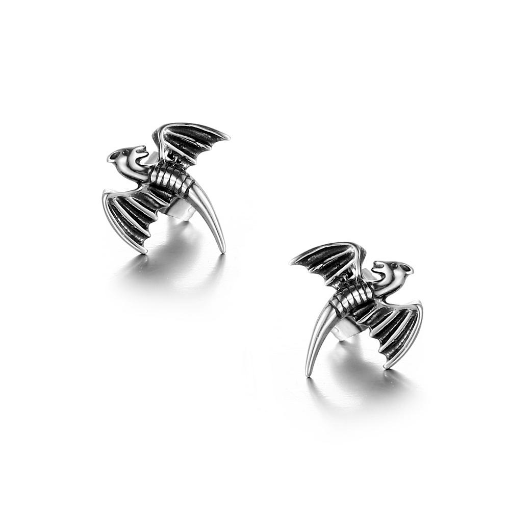 Vintage Stainless Steel Creative Flying Dragon Earrings For Women  Punk Wings Dragon Stud Earring Party Jewelry