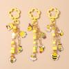 Cute Enamel Flower Bee Keychain Handmade Beaded Key Ring Pendants for Women Girls Handbag Decor DIY Key Chain Jewelry Gifts