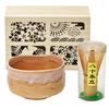 Mino Ware Matcha Bowl Gift Set In a Wooden Pink Cherry Blossom Approximately Includes Matcha Tea and Yamakatsu Mino Touen and Made In Box. Kiln-change