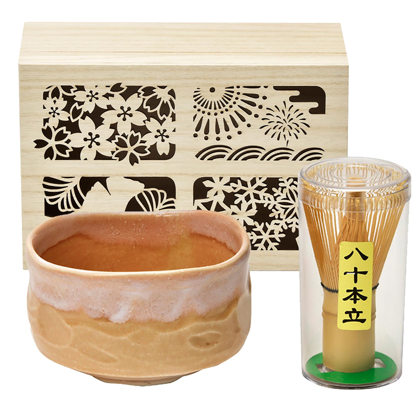 Mino ware matcha bowl gift set in wooden cherry blossom approximately matcha whisk Yamakatsu Mino Pottery Made in box, kiln-fired glaze, pink, 550ml, розовый