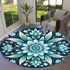 1pc Office Carpet Chair Mats Blue Floral Mandala Pattern Perfect for Decorating Office Chairs, Living Rooms, Or Bedrooms