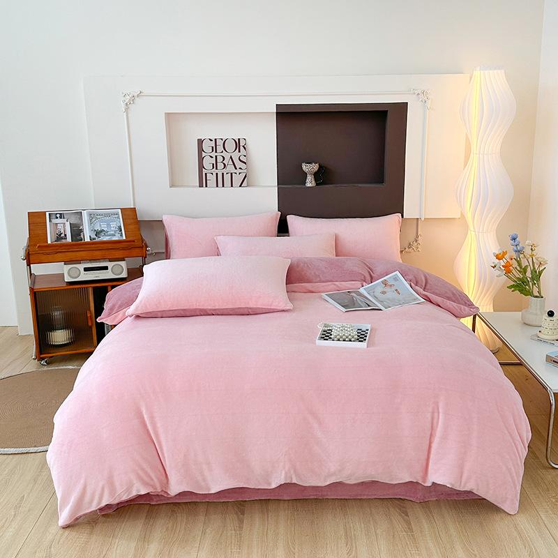 Oboustranná čtyřdílná sada Milk Fleece, zesílené povlečení z korálového fleecu, fleecový termoflanelový povlak na přikrývku