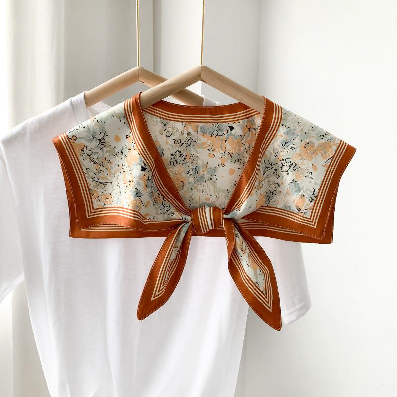 Shawl Summer Exterior Decoration Women'S Silk Scarf Spring And Autumn Thin Fashion Fake Collar Shirt Versatile Sunscreen Shawl