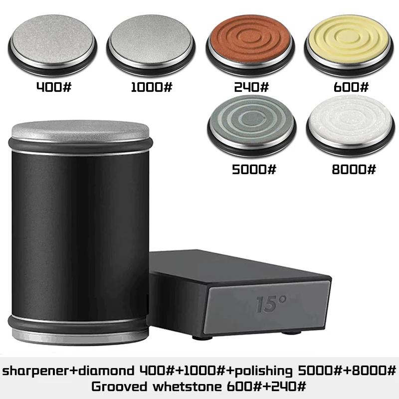 Válcová bruska na nože Magnetický držák na nože Diamantová brusná sada s úhlem 15 a 20 stupňů Váleček Kuchyňský doplněk