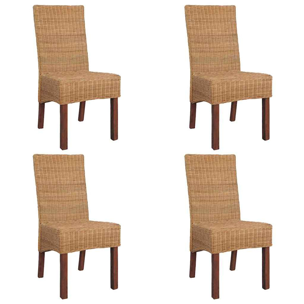 Dining Chairs Set of 4 Brown Natural Rattan