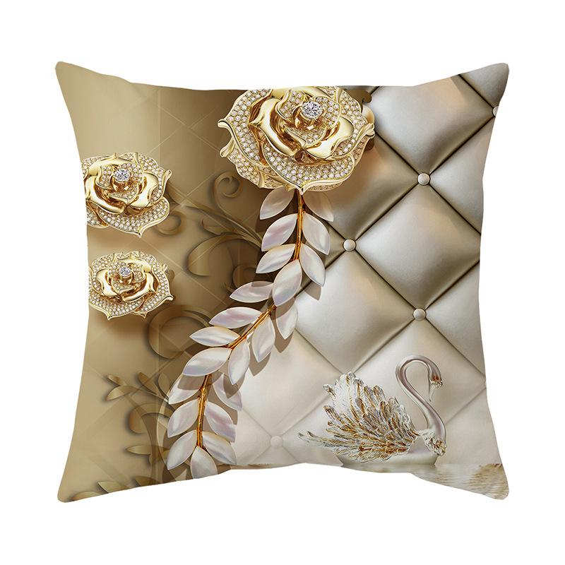 

Чехол на подушку с золотым цветком, ультрамягкий, короткий, плюшевый, с принтом, для дома, гостиной, дивана, наволочка для подушки 45*45cm CR029-3