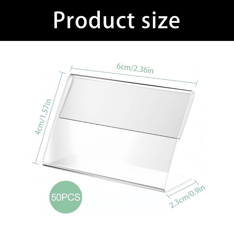 50 divisions Crystal Acrylic Sign Holders Ideal For Product Markers Desk Identification Cards And Gathering Seating Labels 4x6x2.3cm