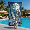 Moonlit Wolf Pack Theme polyester microfiber beach towel is highly absorbent, suitable for swimming and beach outings
