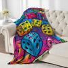 Bunte Würfel-Print Flanell-Kuscheldecke – Lustiges Geschenk für Gamer für Home Office Sofa Auto Nickerchen
