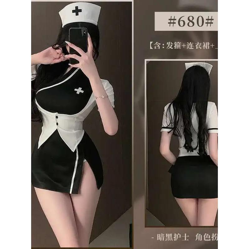 Exotic SM Halloween Nurse Uniform Temptation Sexy Bag Hip Skirt Detachable Cossuit Dress Elegant Sweet Korean Women Dress 2RJX