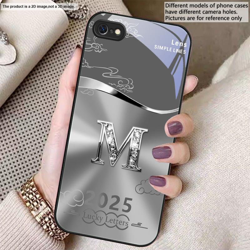 Gradient yellow letter M For iPhone 17 Air 16 E 15 14 13 Plus 12 mini 17 Pro Max 11Pro XR Xs X 7 8 11 Tempered Glass Phone Case