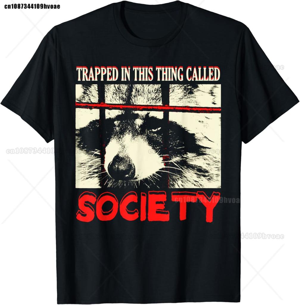 Expressionist Scream Shirt Raccoon Lovers Artistic Raccoon T-Shirt Unisex's Casual Street Style Stretch Round Neck Tee Shirt Summer