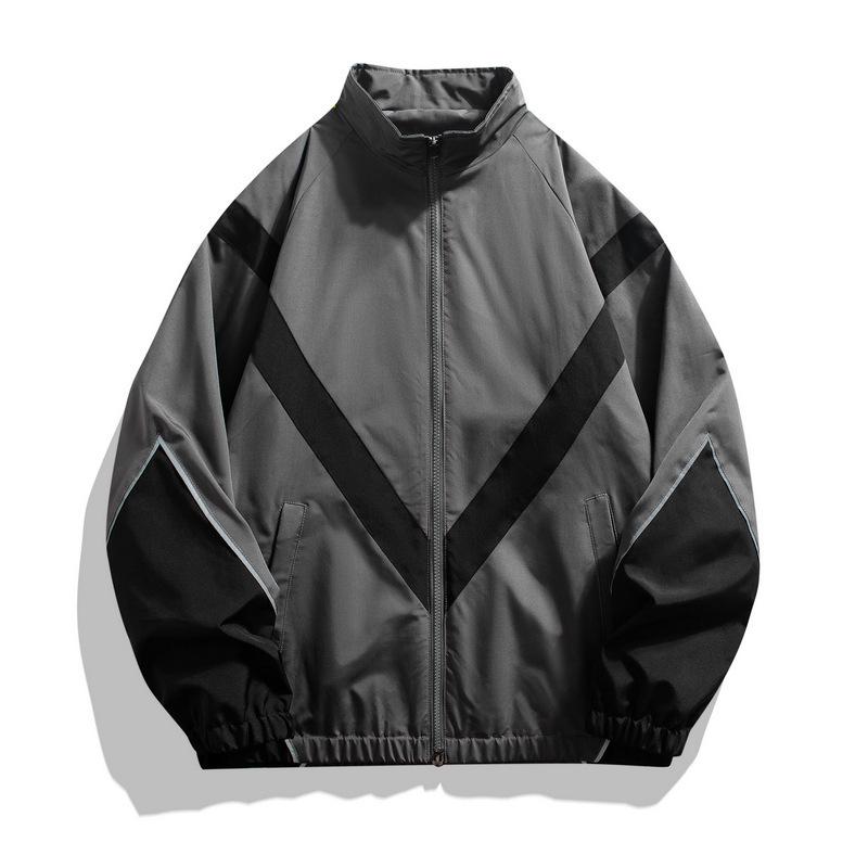 

Men s Reflective Stitch Stand Collar Sports Jacket - Lightweight, Loose Fit for Spring & Autumn XL сірий колір