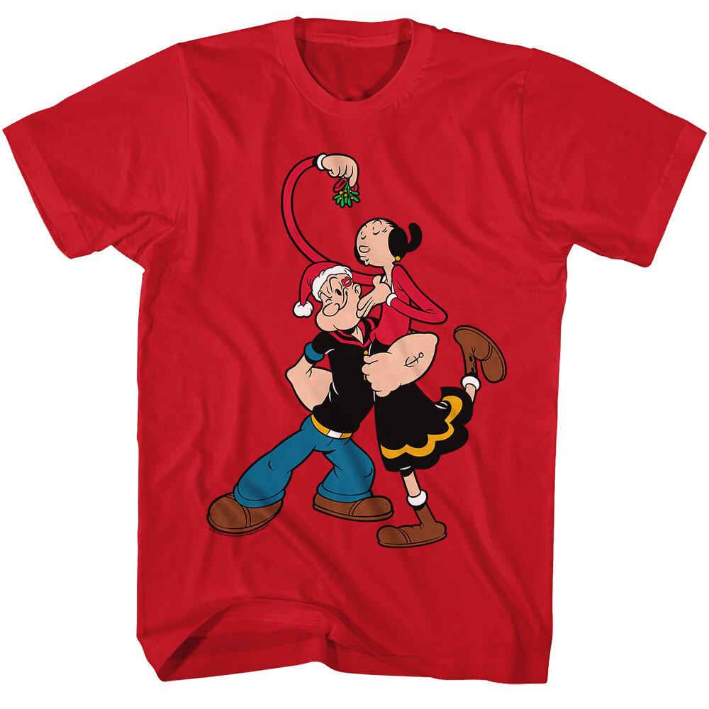 Popeye The Sailor Man Popeye With Olive Oyl Holding Mistletoe Men s T Shirt Unisex T-Shirt XXXL