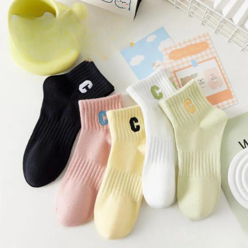 5 Pairs Women Socks Female Hollow Socks Spring and Summer Korean Girls Japanese Cute Ins Tide White Girls Socks