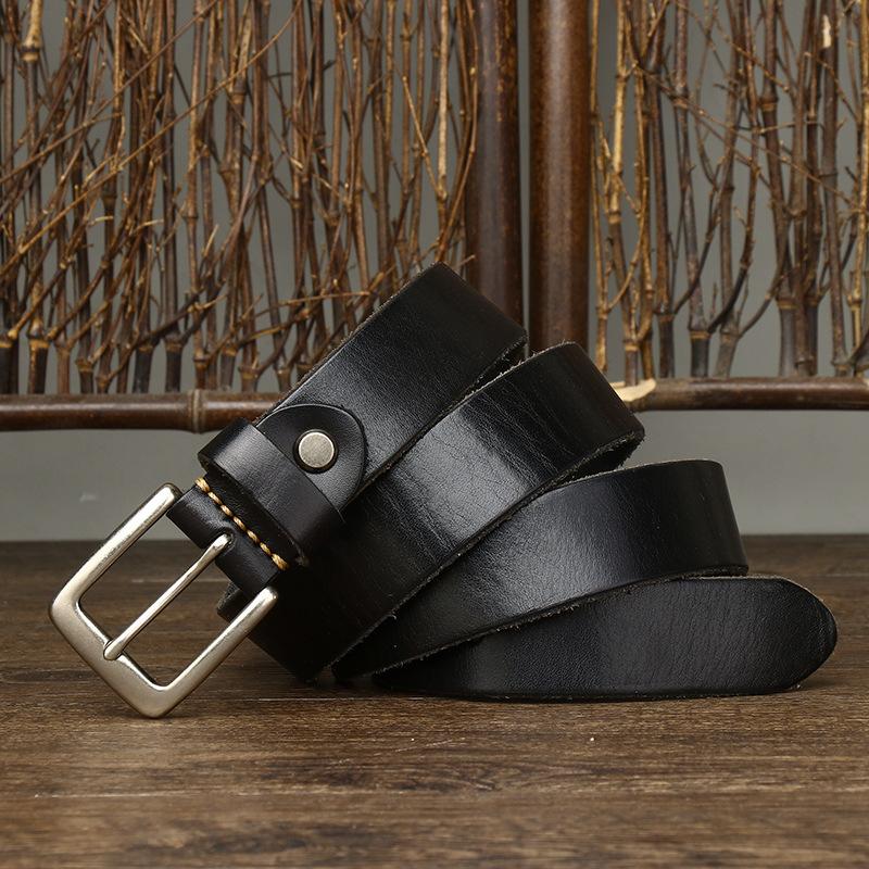 Men's Pin Buckle Belt Men's Leather First Layer Pure Cattlehide Simple All-Match Casual Jeans Belt