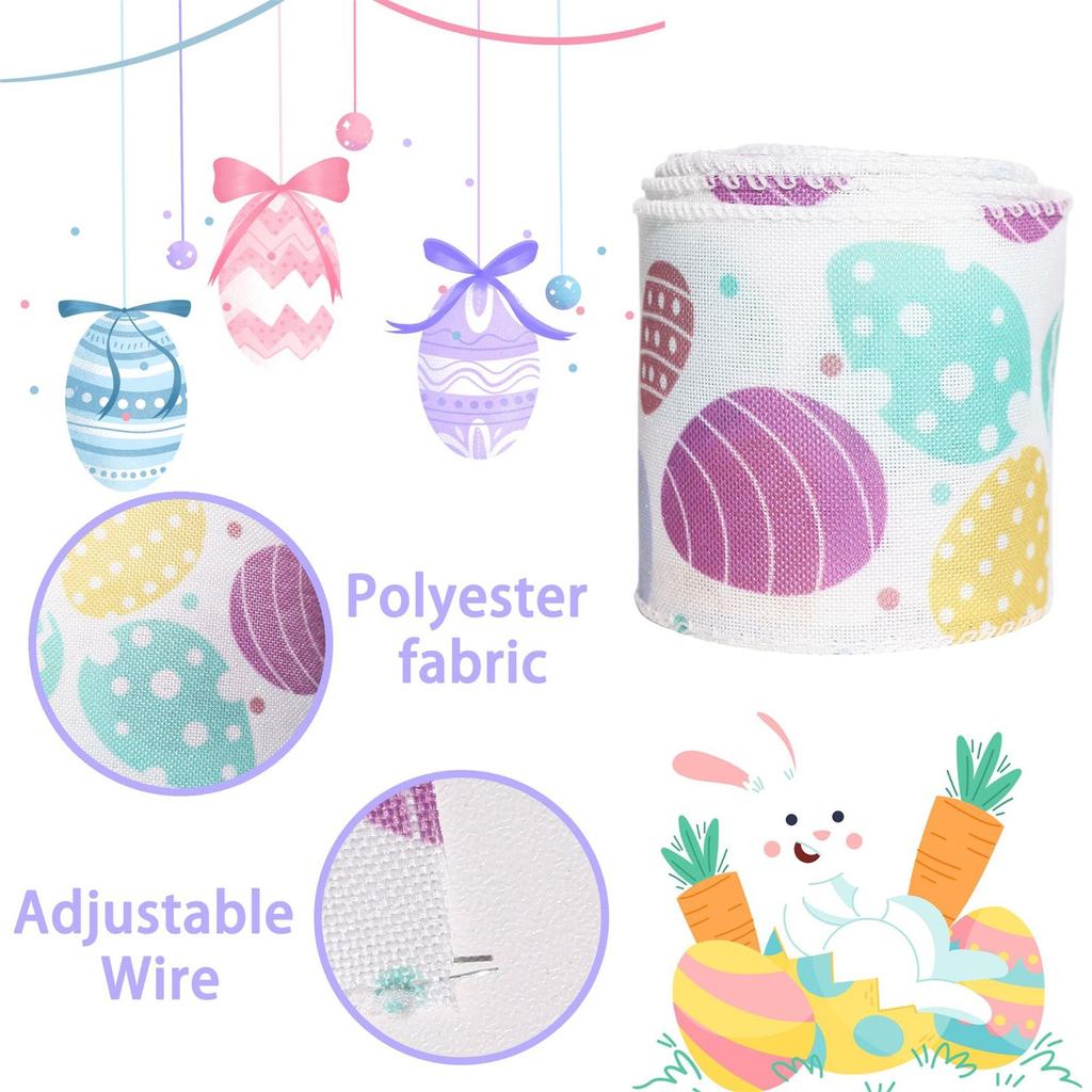 Spring Easter Cartoon Easter Egg Ribbon DIY Bow Gift Box Packaging Ribbon Party