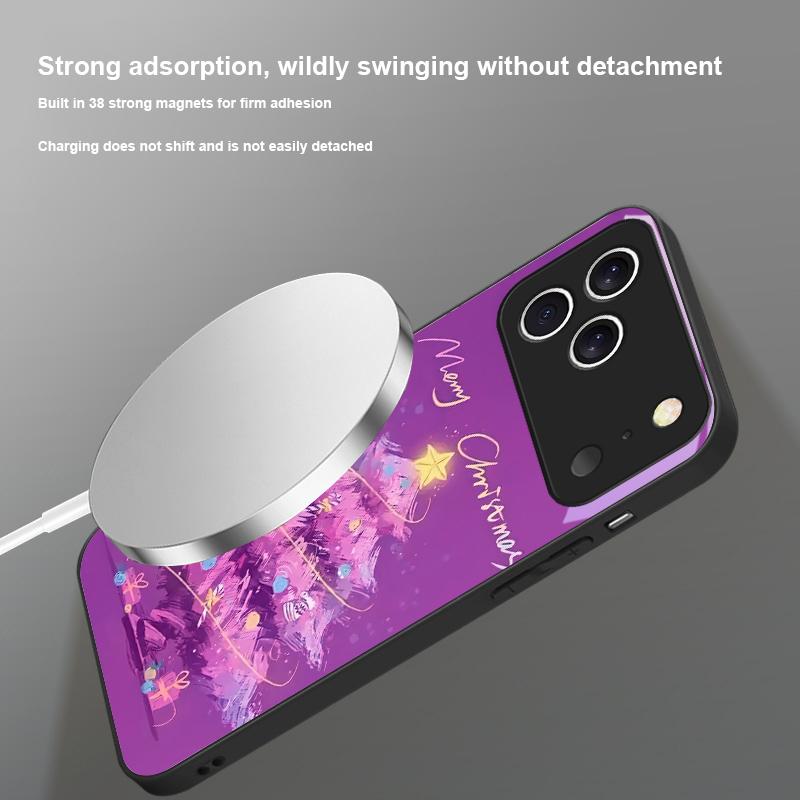 Decorated Christmas Tree For Magsafe iPhone 17 Pro Max 16 E 15 14 13 Plus 12 Mini 11 17 Air XR Xs Max 7 Plus Glass Phone Case