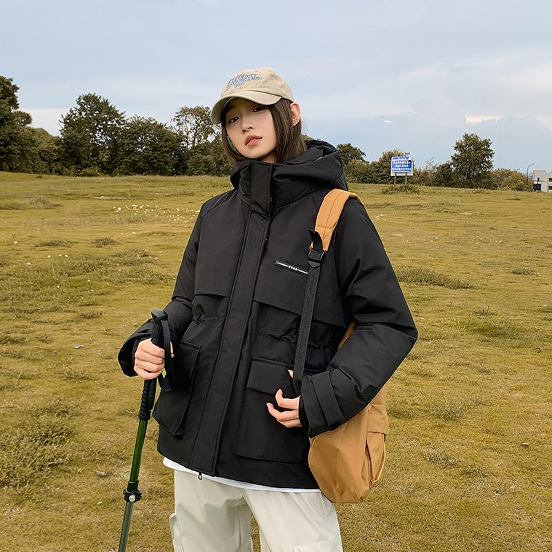 

Solid Color Hooded Thick Warm Loose Jacket M чёрный