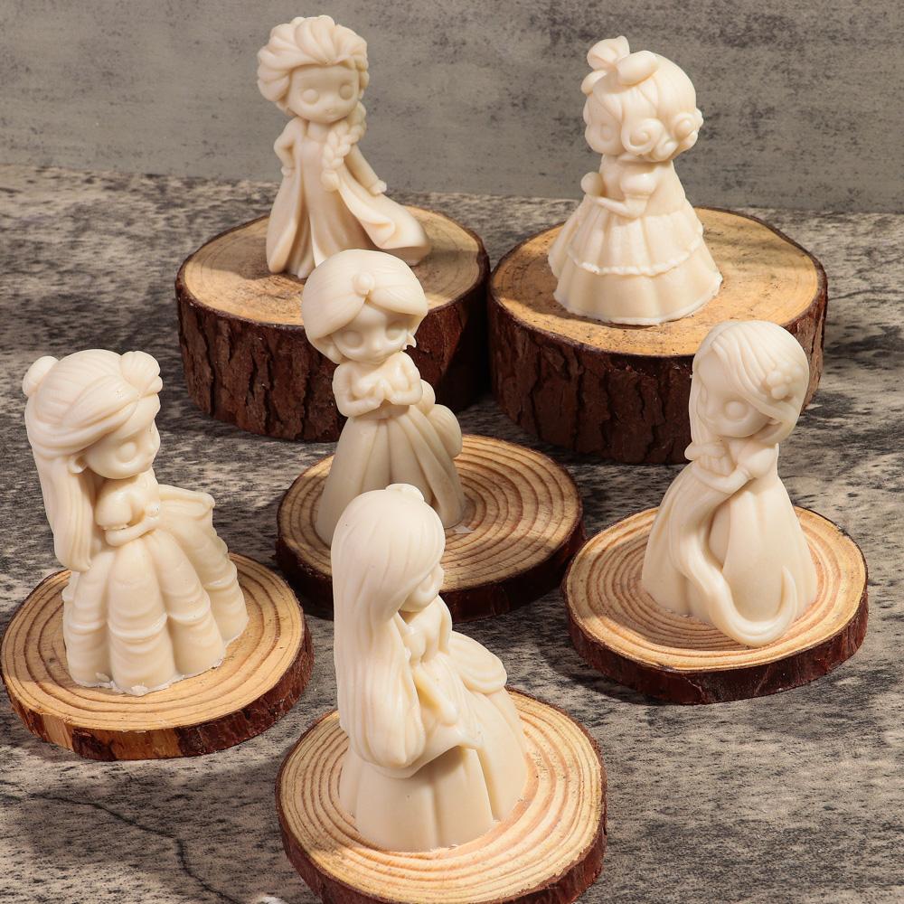 6 Princess Girl Silicone Candle Mold 3D Fairy Tale Princess Gypsum Aromather Epoxy Resin Molds Cake Gift Jewelry Making Tools