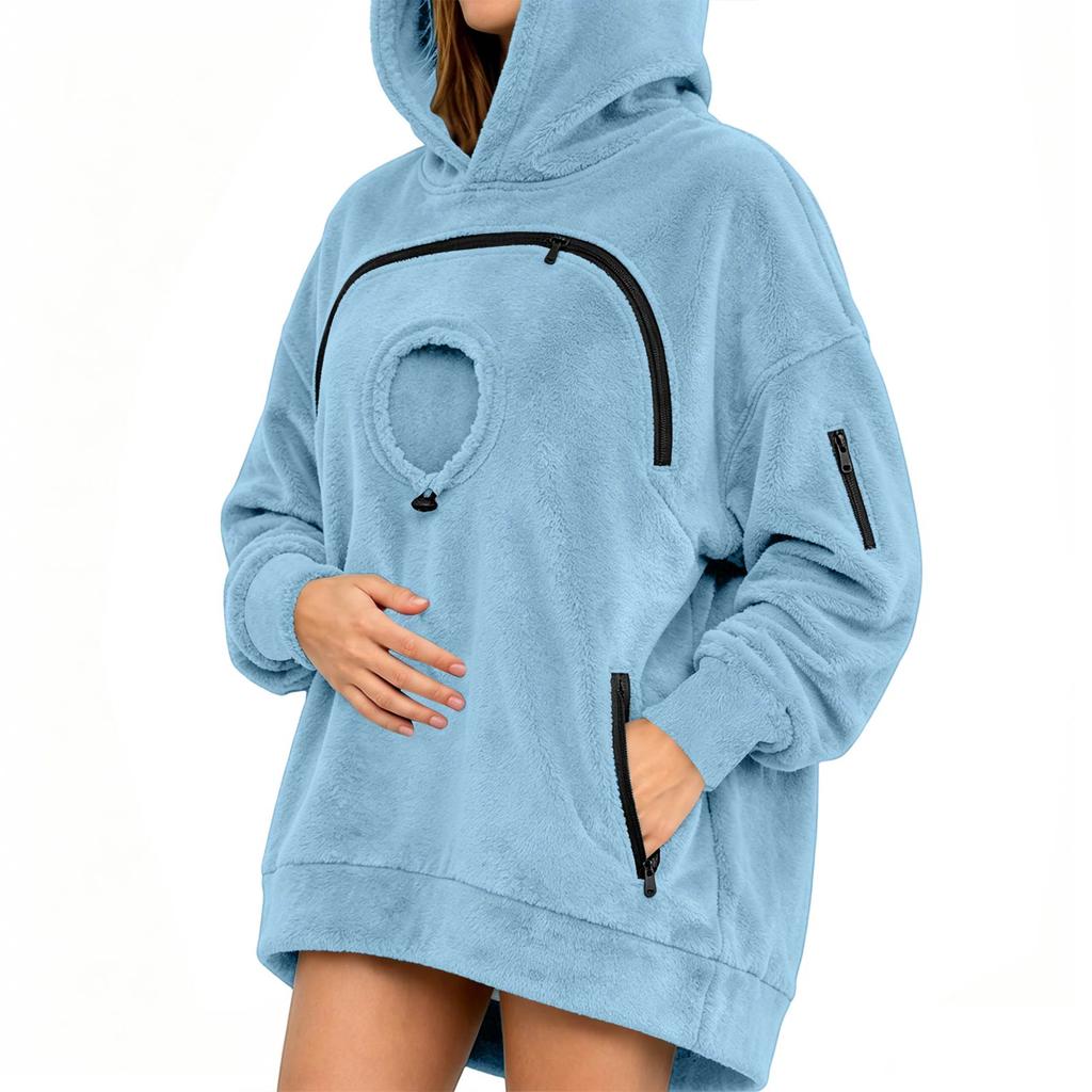 Felpa con Cappuccio Unisex a Manica Lunga con Tasca per Animali Vestibilità Larga Pullover per Uso Casual