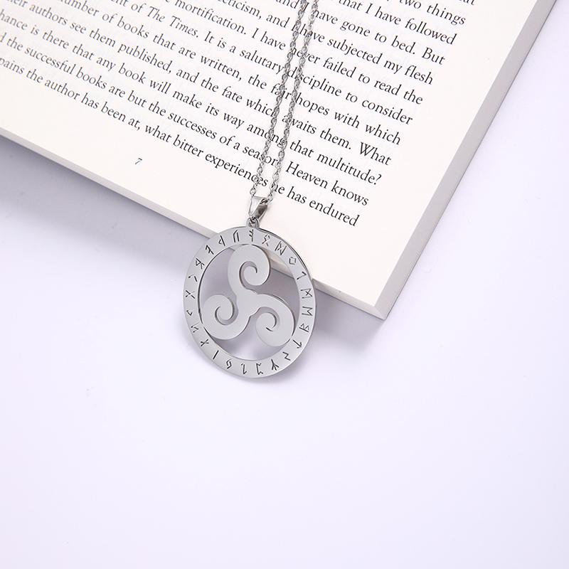 LIKGREAT Nerezová ocel Triskele Triskelion Náhrdelník Viking Runy Přívěsek Náhrdelník Severský Valknut Šperky Spirální Amulet