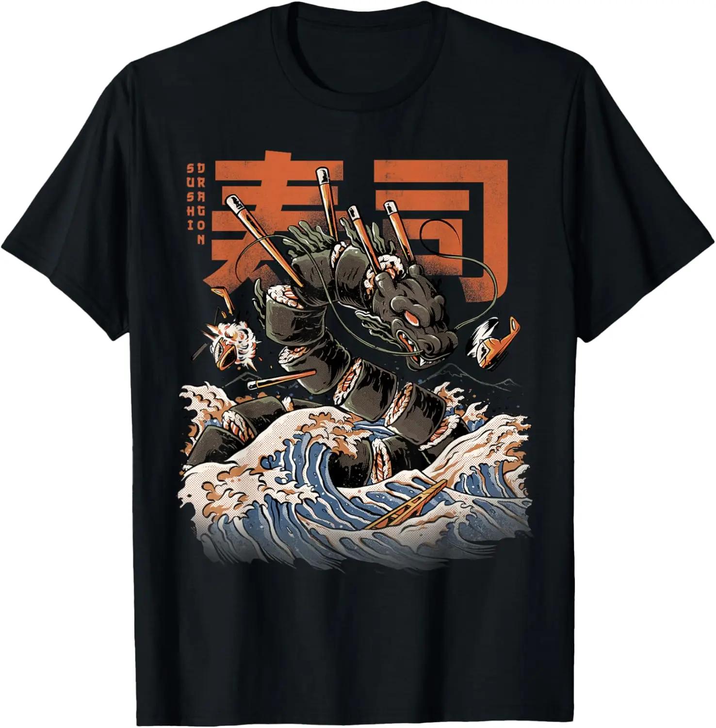Sushi Dragon Graphic Tee Unisex Breathable Cotton Round Neck TShirt Anime Style Japanese Food S