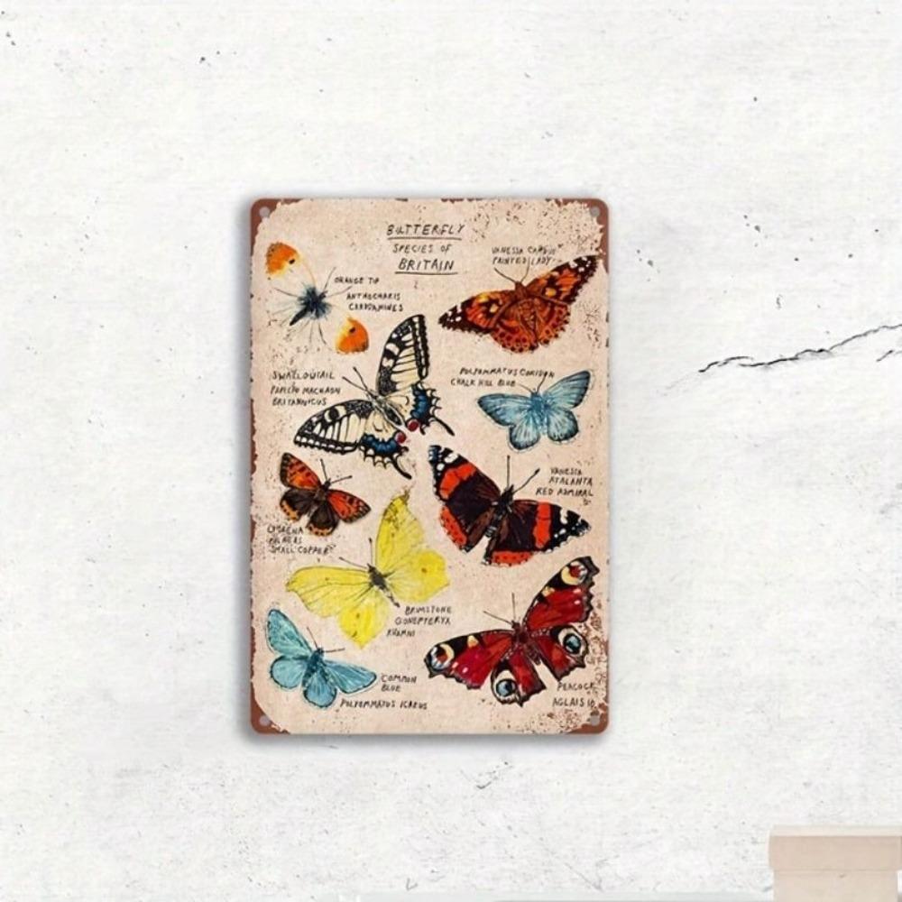 Metal Wall Art Butterfly Vintage Poster Office Decor