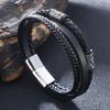 Men's Handmade Leather Bracelet with Cowhide Rope & Alloy Magnetic Buckle