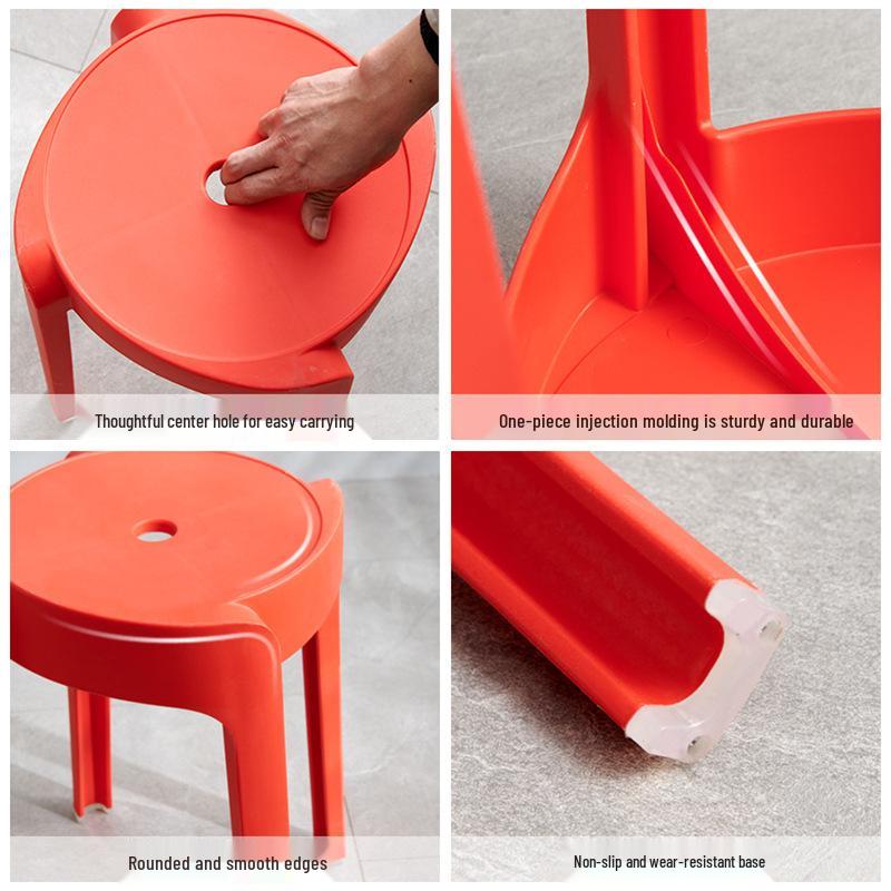 Modern Minimalist Stackable Plastic Stool – Sturdy, Durable, and Thickened Design for Home or Restaurant Use
