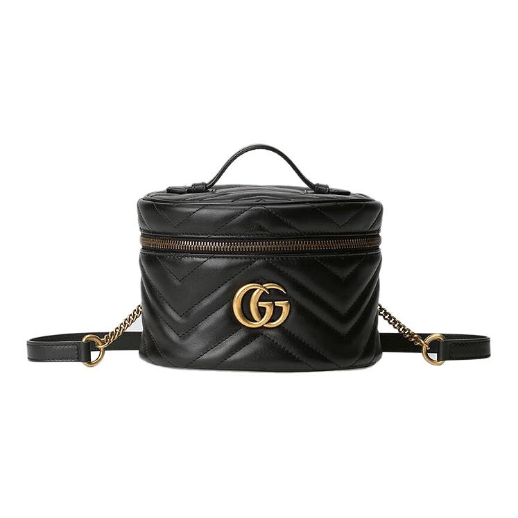 

Gucci GG Marmont Series Gold Logo Quilted Leather Makeup Bag Tote Backpack Mini Women bags Black 598594-DTDCT-1000 Basic Set (Bag+Dust Bag)