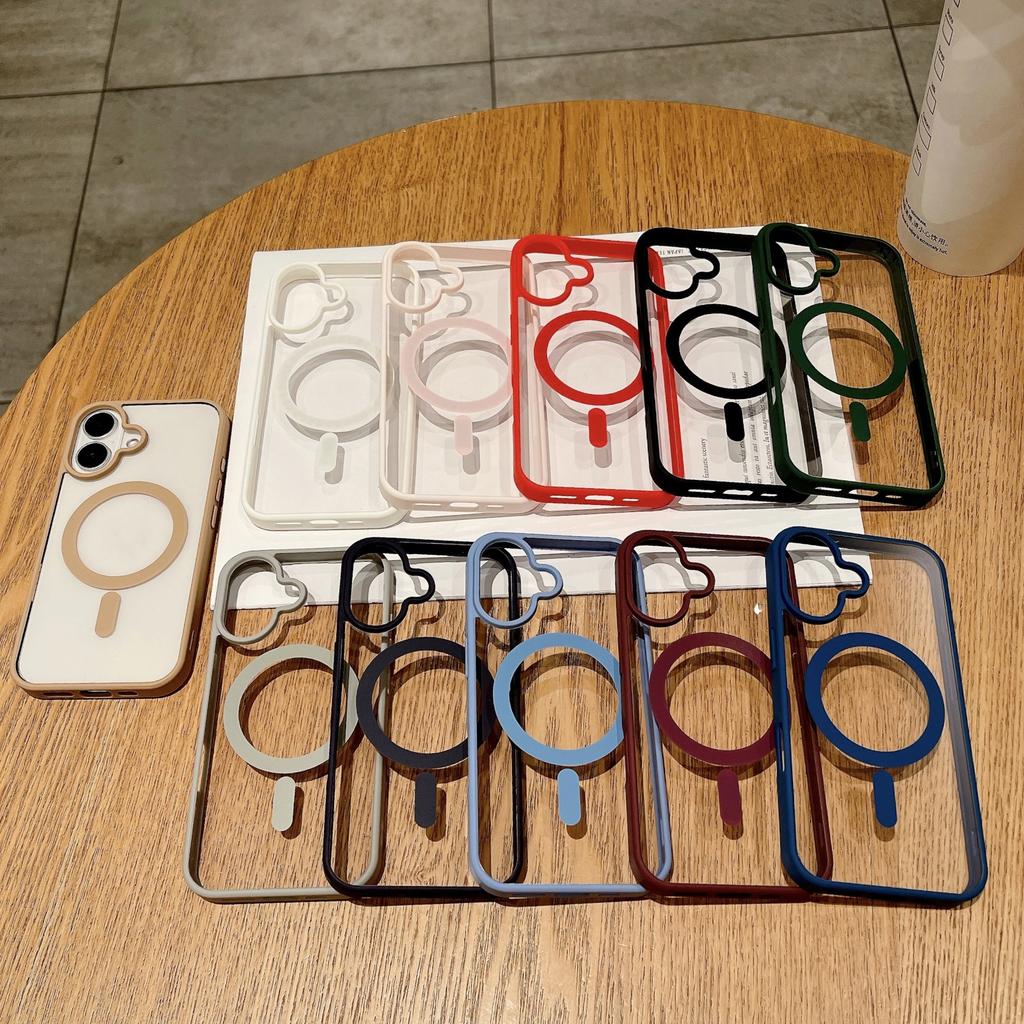 Suitable for Samsung S24Ultra FE New Macaron Magnetic Phone Case S23plus Fe Transparent S22u