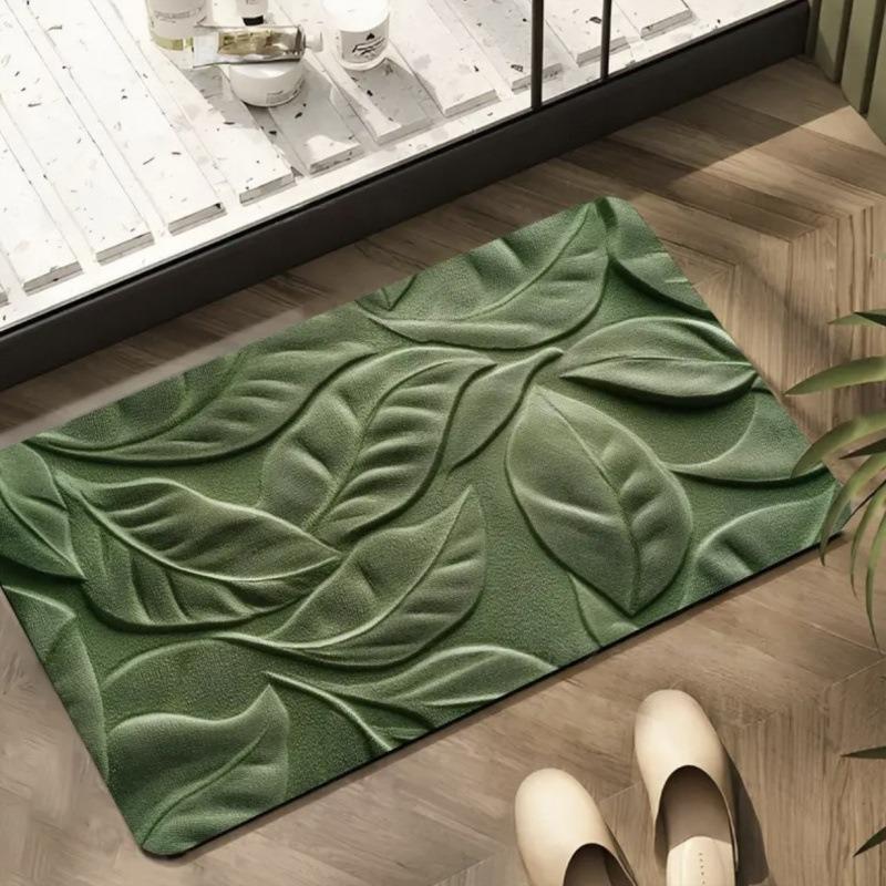 3D Leaf Bath Floor Mat Anti Slip and Stain Resistant Floor Mat Kitchen Anti Fouling Floor Mat