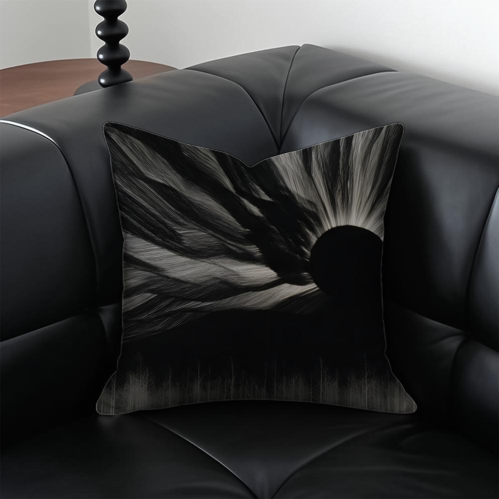 BBlack Sun Archive Pillow Dark Theme Cushion Cushion Cover Pillow Case Antidustmite Invisible Zipper Silky Plush Cushion