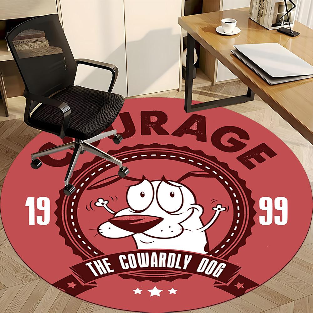 1pc Courage the Cowardly Dog Office Round Area Rug, Under Office Chairs Bedroom Living Room Home Decor a1016071