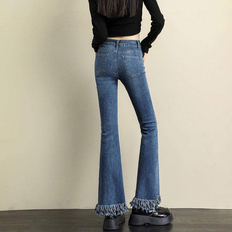 Women's High-Waisted Slimming Stretch Flare Jeans with Raw Hem - Look Taller & Slimmer