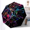 Neon Rainbow Rose Bouquet: Automatic Opening Folding Umbrella with 8-Bone Iron Frame, Perfect for Fans, Travelers, Daily Use, and Festive Gi