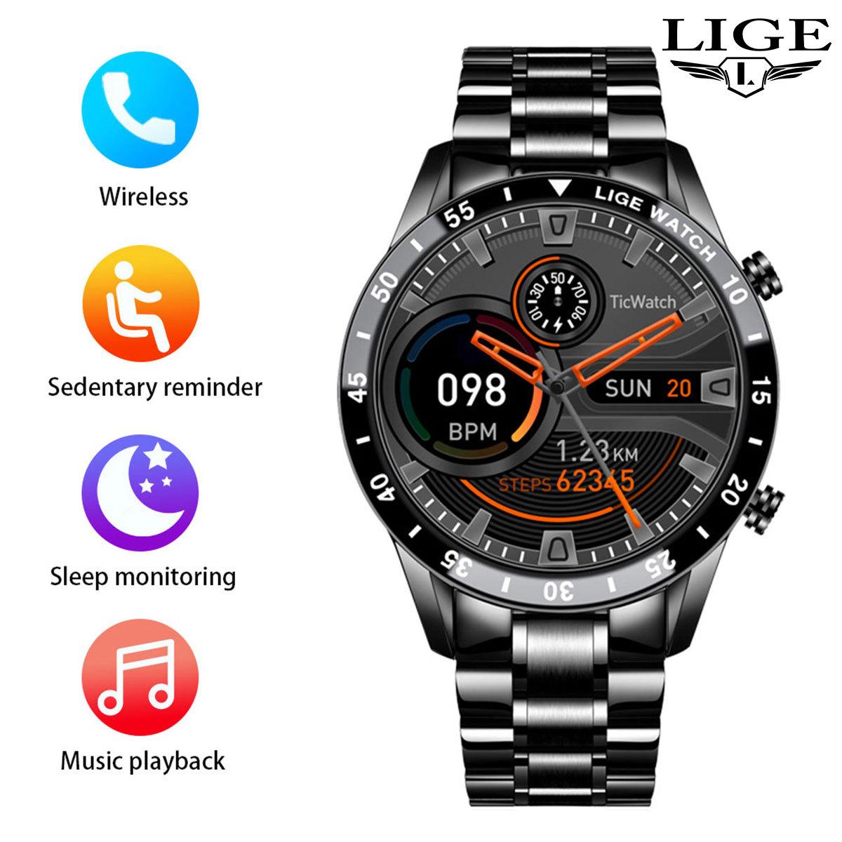 LIGE Smart Watch Bluetooth Call Heart