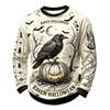 Men's Casual Long Sleeve Crewneck Knit Shirt with Halloween Print