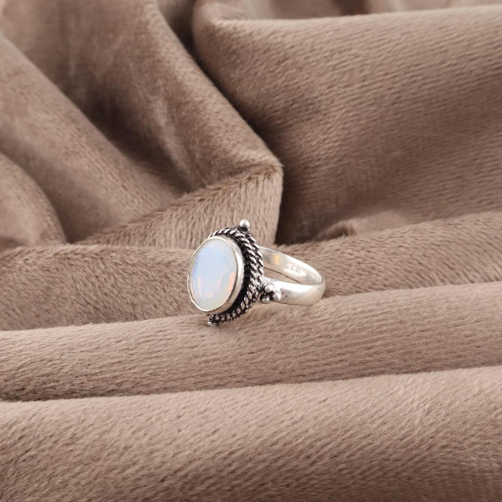 Milky Opal Ring, Handmade Gemstone Ring, 925 Solid Sterling Silver Jewelry Dainty Ring, For Engagement Gift
