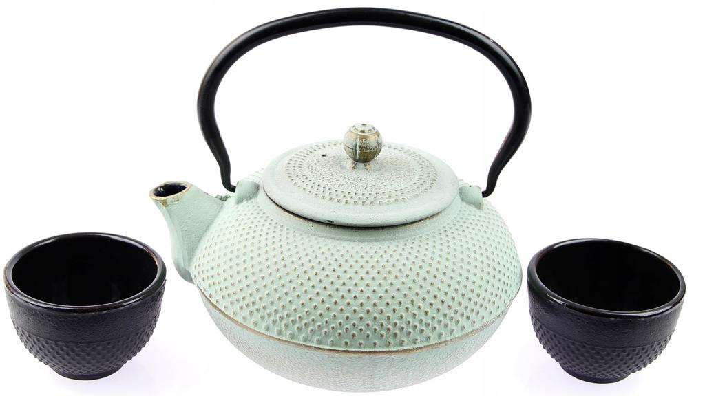 CAST IRON INFUSER 1.5L TEA TEAPOT SET 2x CUPS