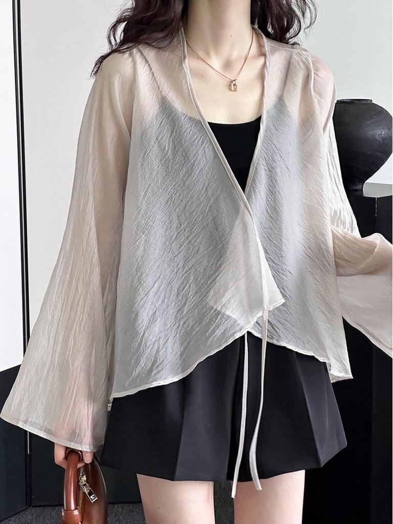 Ju Zhi 2024 Spring/Summer Women's Chinese Style Long Sleeve Sun Protection Cardigan.