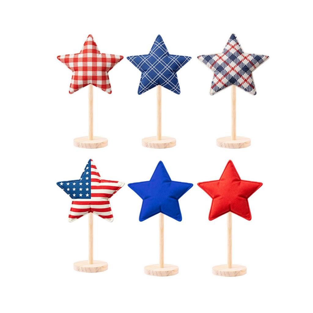 Star Shaped Stuffed Tabletop Ornament Fabric Craft Decorative Piece for Desk Shelf Dining Room Scene Display 13x22cm