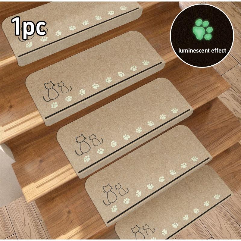 Luminous Self-Adhesive Stair Sticker Treads Non-Slip Glow In Dark Step Mats with TPR Backing for Indoor Wooden Tile Stairs