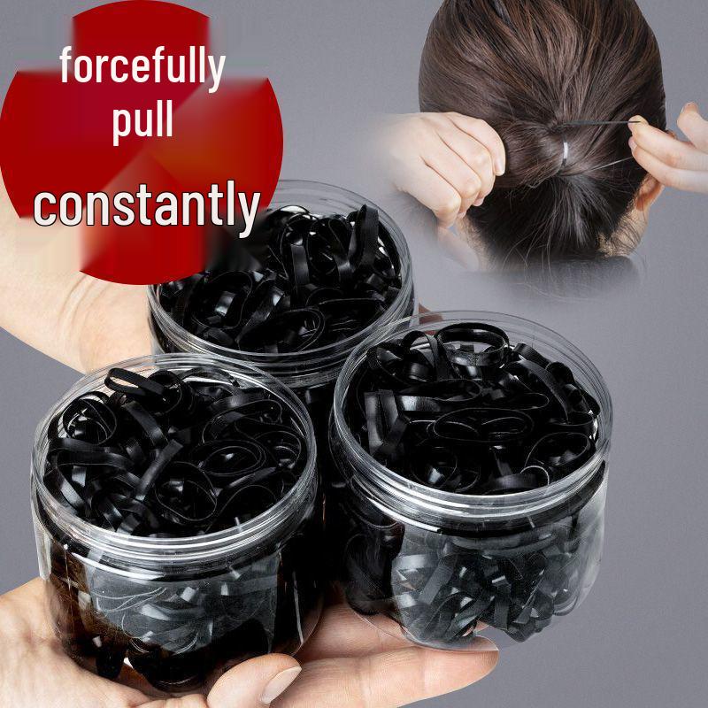 Women's Thickened Black Elastic Hair Ties - Durable, High-Elasticity Rubber Bands for Adult Hairstyles