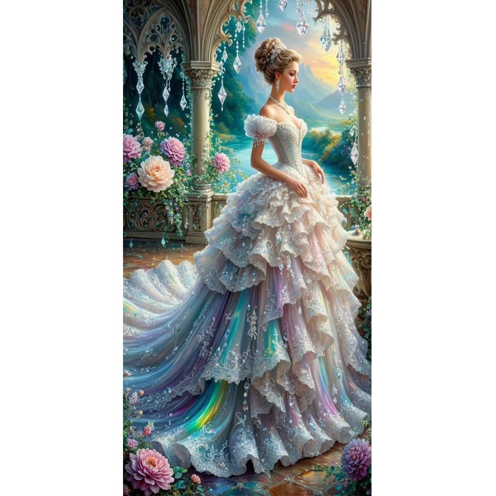 

Большой размер Мозаика Сделай сам Наборы для полной алмазной живописи Искусство Красивая девушка и цветы Вышивка Крестом Стразы round 40x80cm дубильная кора