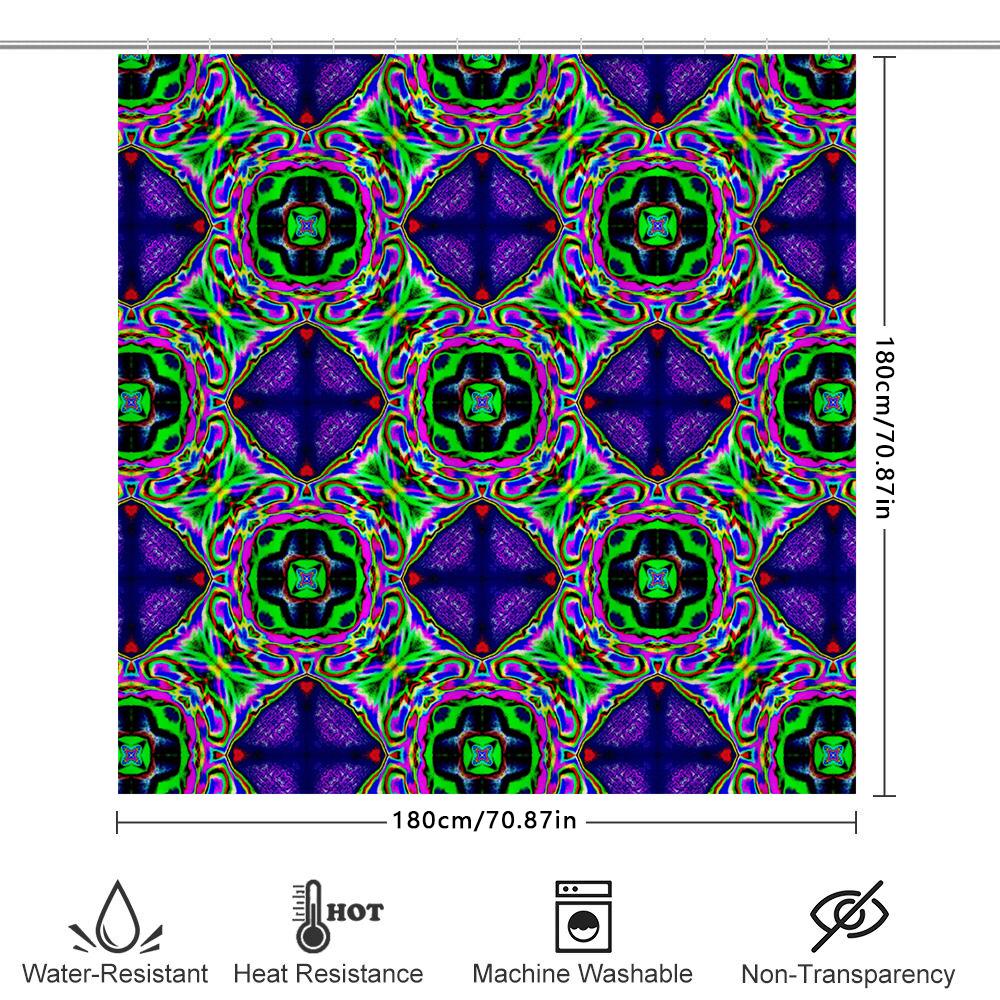Vibrant Green Purple Blue Floral Shower Curtain With Magical Patterns Bathroom Decor For Kids Bathrooms Home Decoration Waterpro